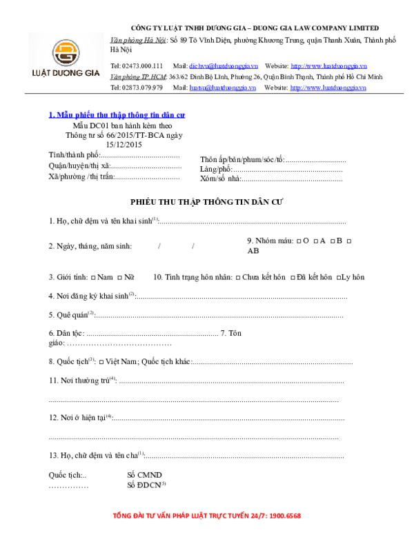 (DOC) Mẫu phiếu thu thập thông tin dân cư 1 E A B