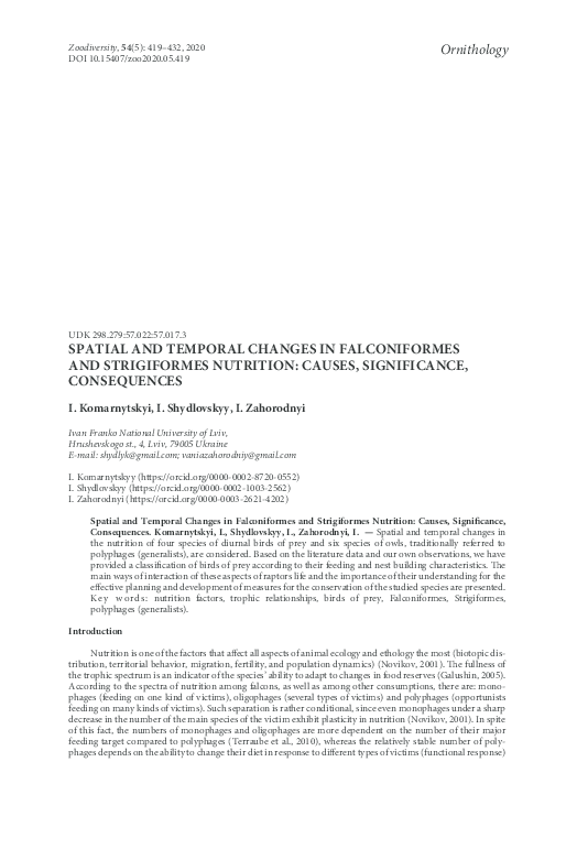  pdf spatial and temporal changes in falconiformes and strigiformes