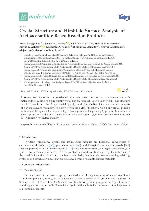 (PDF) molecules Crystal Structure and Hirshfeld Surface Analysis of ...