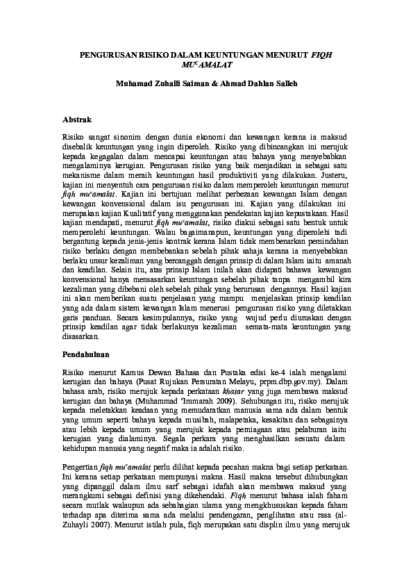 Ppt Pengurusan Risiko Dalam Keuntungan Menurut Fiqh Mu C Amalat Muhamad Zuhaili Saiman Ahmad Dahlan Salleh Zuhaili Saiman Academia Edu