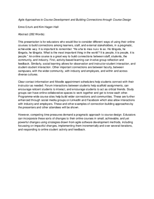 (PDF) Agile Approaches to Course Development and Building Connections ...