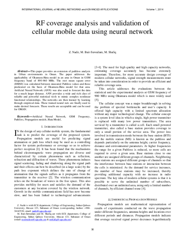 (PDF) RF coverage analysis and validation of cellular mobile data using ...