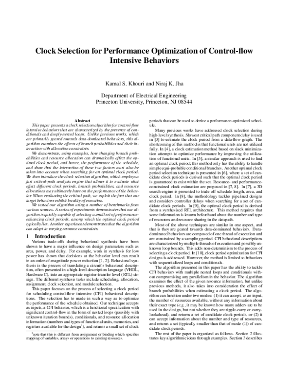 (PDF) Clock selection for performance optimization of control-flow ...