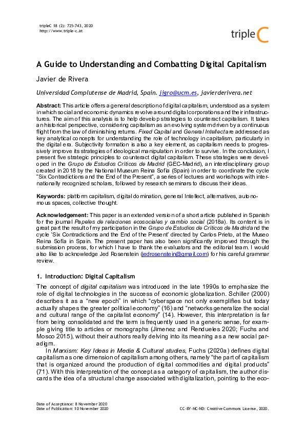 (PDF) A Guide to Understanding and Combatting Digital Capitalism