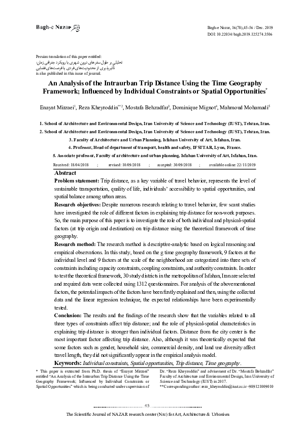 (PDF) An Analysis of the Intraurban Trip Distance Using the Time ...