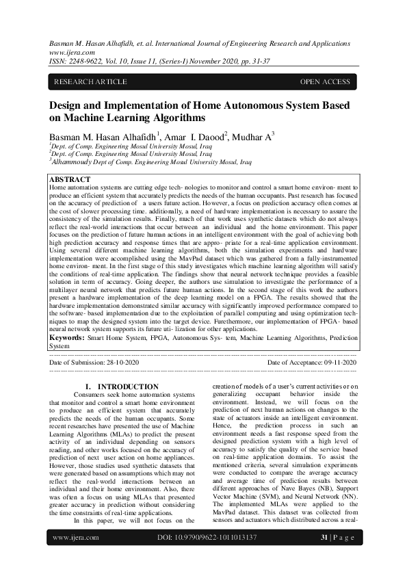 (PDF) Design and Implementation of Home Autonomous System Based on ...