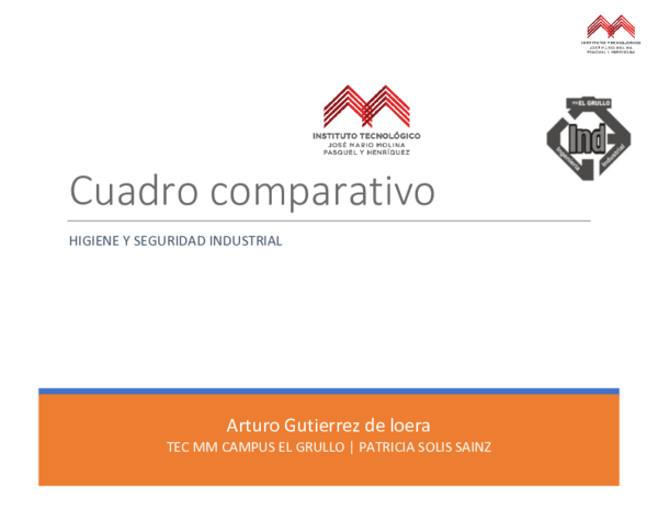 (PDF) Cuadro comparativo HIGIENE Y SEGURIDAD INDUSTRIAL