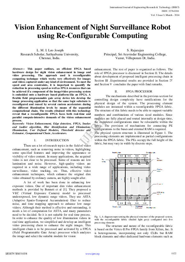 (PDF) IJERTVision Enhancement of Night Surveillance Robot using Re