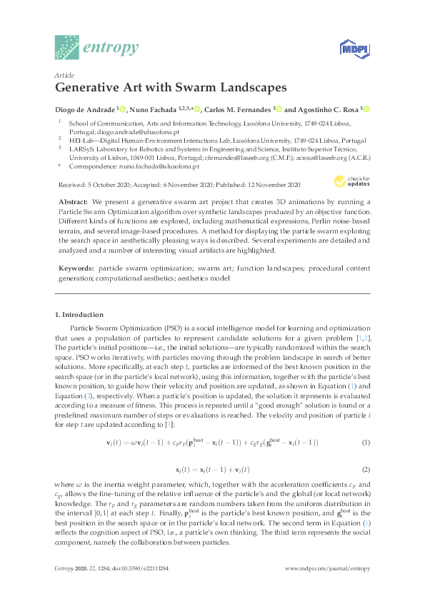 (PDF) Generative Art with Swarm Landscapes Diogo de Andrade and Nuno