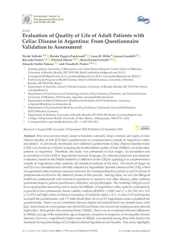 (PDF) Evaluation of Quality of Life of Adult Patients with Celiac ...