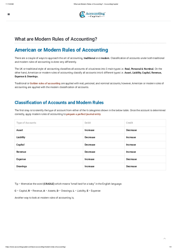 (PDF) What are Modern Rules of Accounting Accounting Capital Nirupam