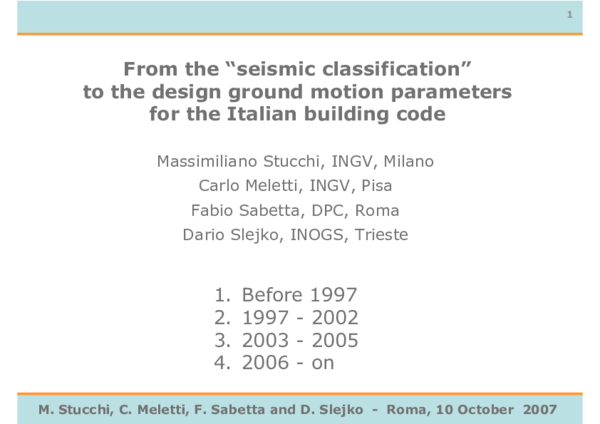 (PDF) From the “seismic classification” to the design ground motion ...