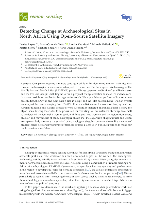 (PDF) remote sensing Detecting Change at Archaeological Sites in North ...