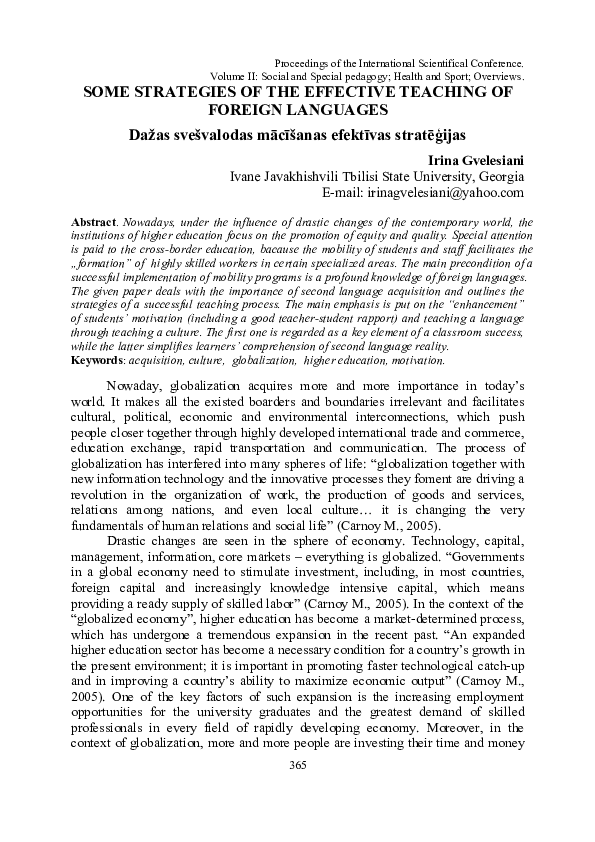 (PDF) SOME STRATEGIES OF THE EFFECTIVE TEACHING OF FOREIGN LANGUAGES
