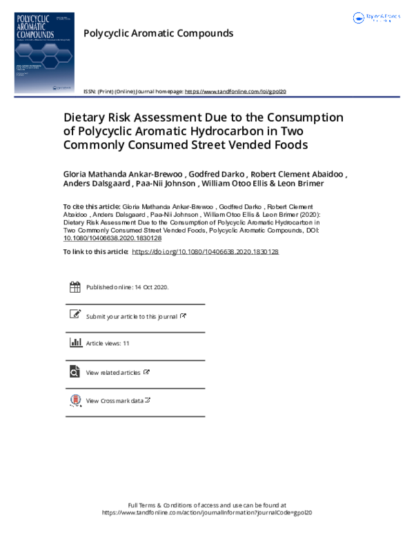 (PDF) Polycyclic Aromatic Compounds ISSN: (Print) ( Dietary Risk ...