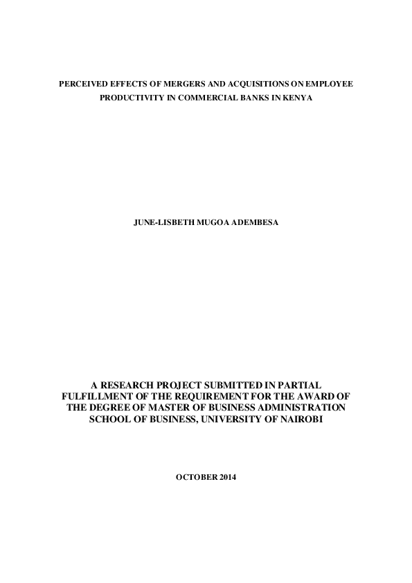 (PDF) Perceived effects of mergers and acquisitions on employee ...