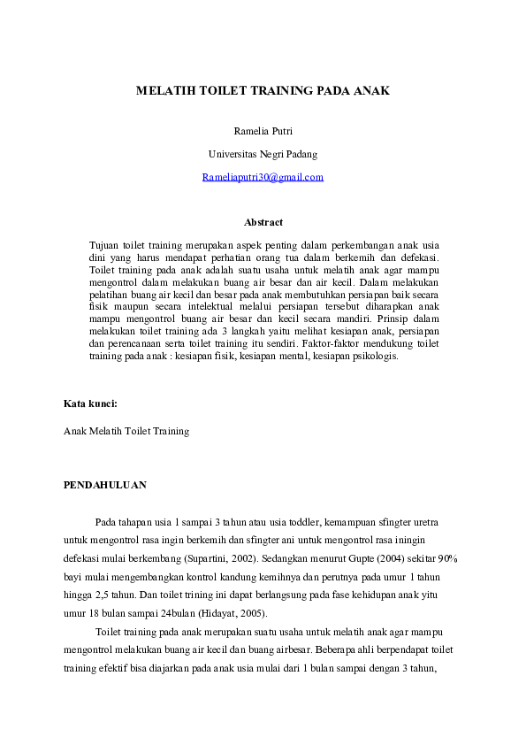 (DOC) MELATIH TOILET TRAINING PADA ANAK Rahmi Fauzan Academia.edu