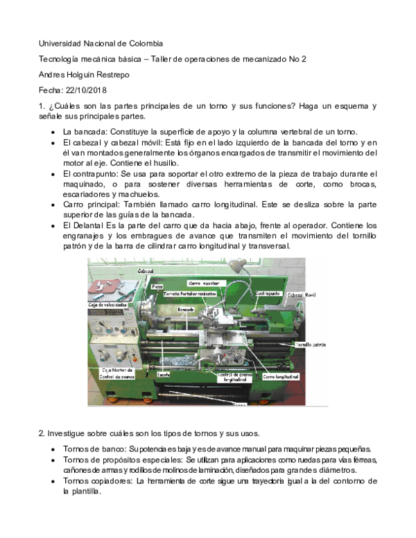 DOC) Taller de operaciones de mecanizado No 2 | Andres Holguín Restrepo -  Academia.edu