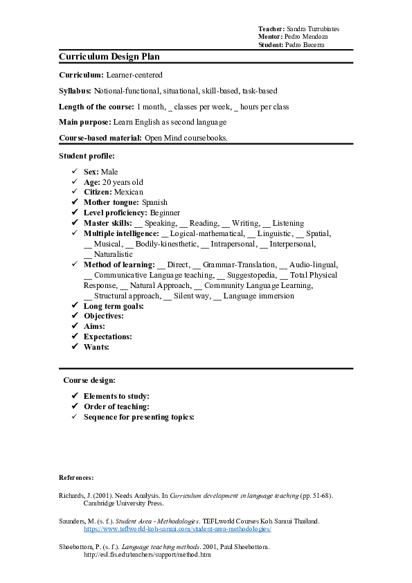 (DOC) Curriculum Design Plan