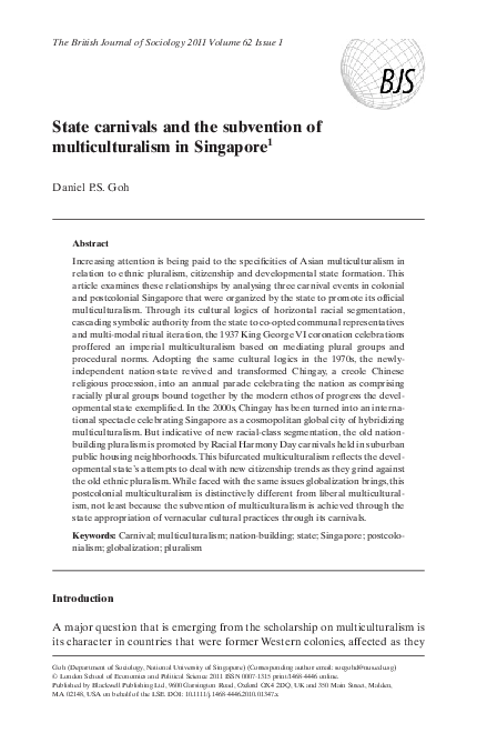 (PDF) State carnivals and the subvention of multiculturalism in Singapore