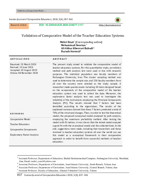 (PDF) Validation of Comparative Model of the Teacher Education Systems