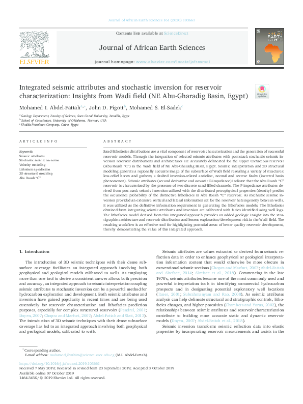 (PDF) Integrated seismic attributes and stochastic inversion for ...
