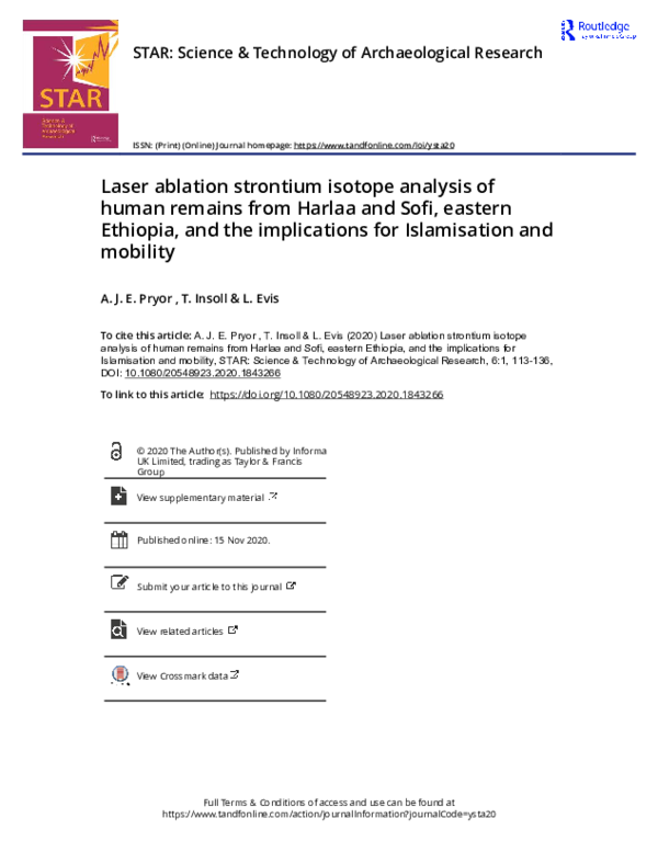 (PDF) Pryor, A., INSOLL, T., and Evis, L. 2020. Laser Ablation