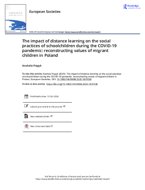 (PDF) The impact of distance learning on the social practices of ...