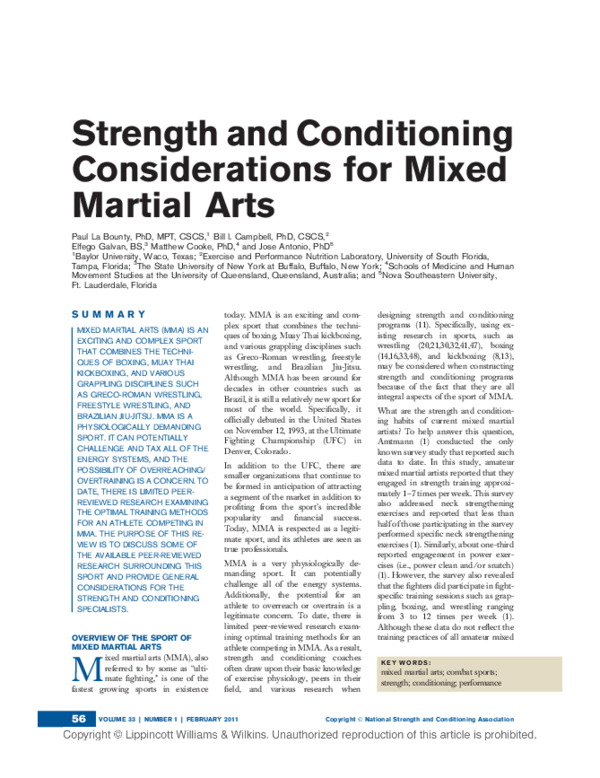 (PDF) Strength and Conditioning Considerations for Mixed Martial Arts
