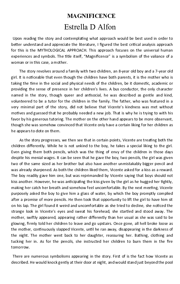 (DOC) MAGNIFICENCE MYTHOLOGICAL APPROACH NELIZA PAROJINOG Academia.edu