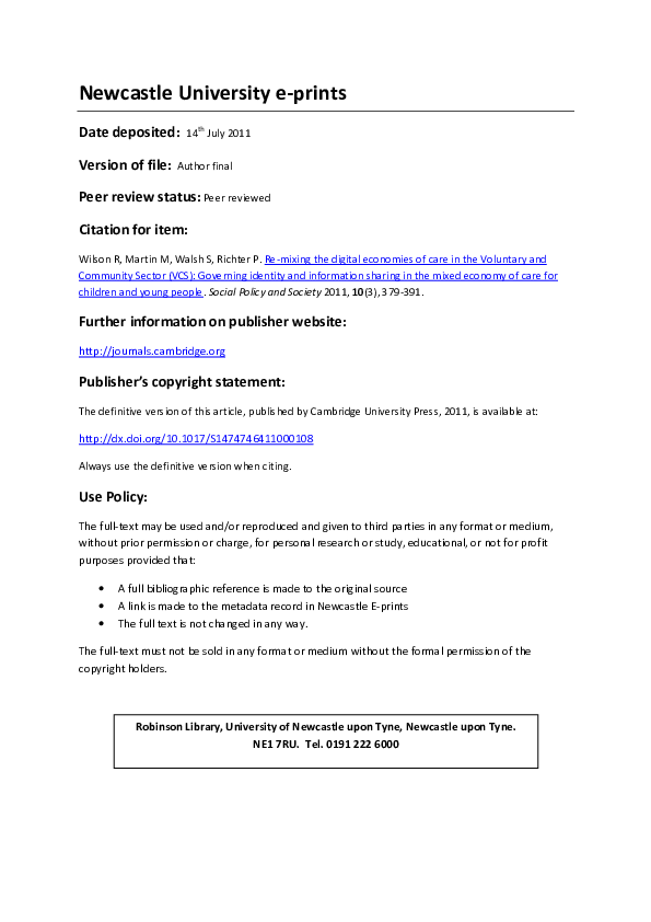 (PDF) ReMixing Digital Economies in the Voluntary Community Sector