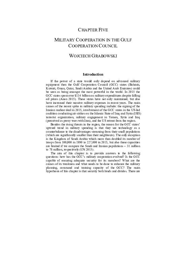(PDF) Military Cooperation in the Gulf Cooperation Council