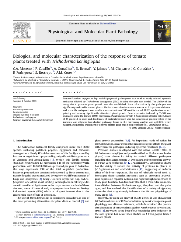 (PDF) Biological and molecular characterization of the response of ...