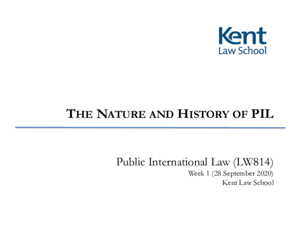 (PDF) The Nature and History of Public International Law - Week 1