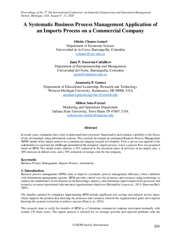 (PDF) A Systematic Business Process Management Application of an ...