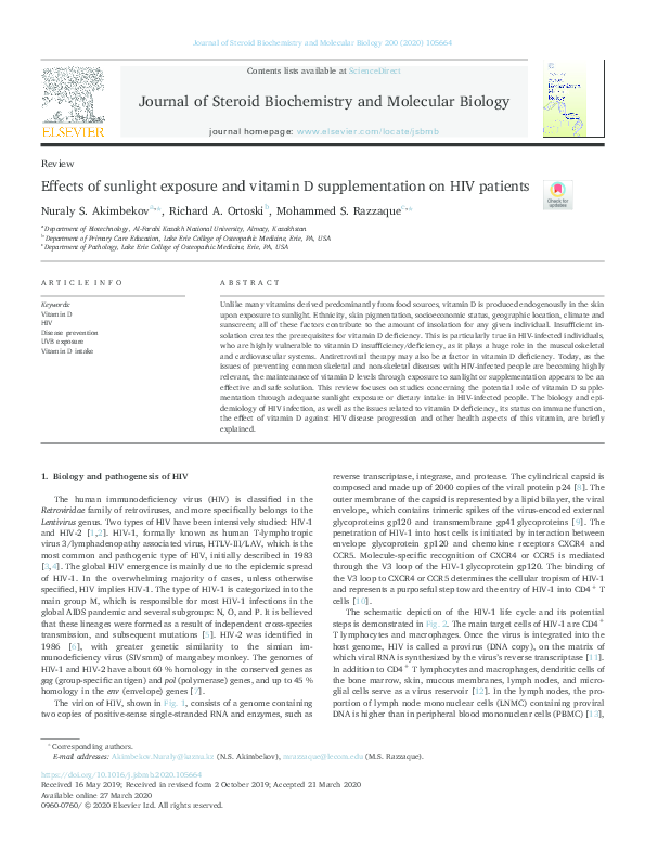 (PDF) Effects of sunlight exposure and vitamin D supplementation on HIV ...