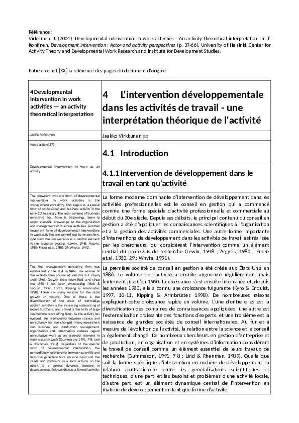 (PDF) Virkkunen 2004 l'intervention développementale dans les activités ...
