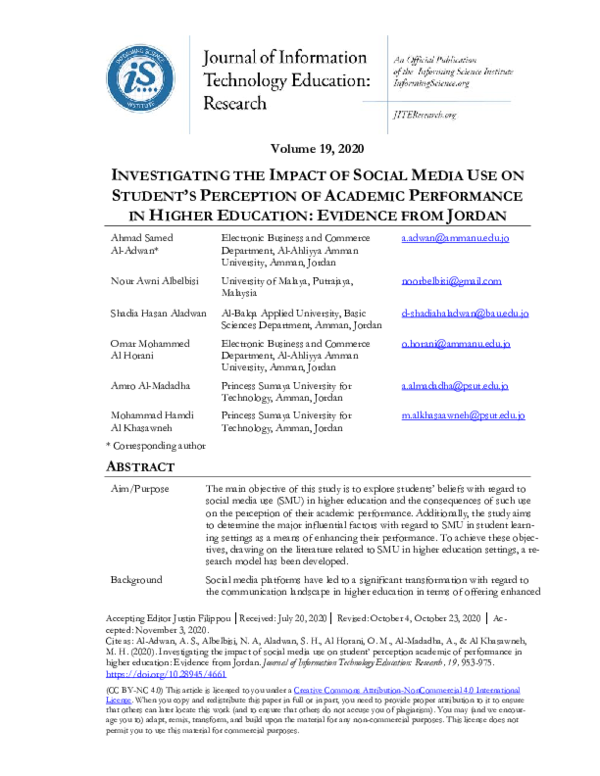 (PDF) INVESTIGATING THE IMPACT OF SOCIAL MEDIA USE ON STUDENT'S ...