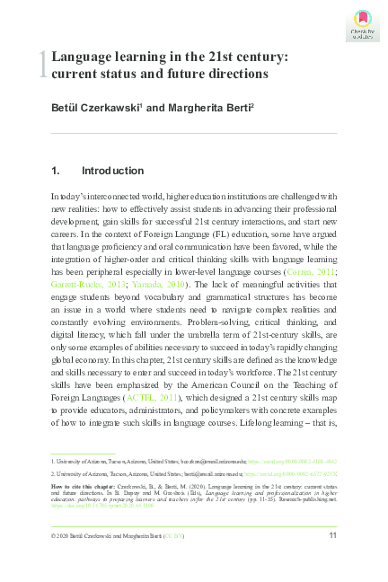 (PDF) Language learning in the 21st century: current status and future ...
