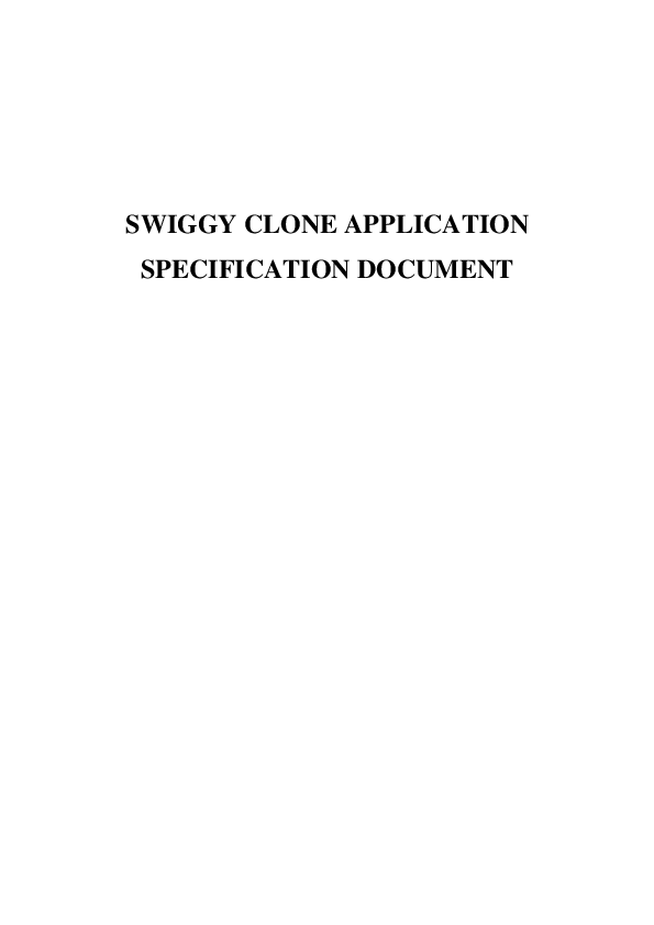 (PDF) SWIGGY CLONE APPLICATION SPECIFICATION DOCUMENT