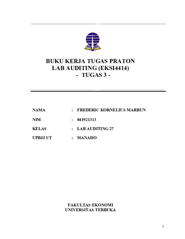 (DOC) BUKU KERJA TUGAS PRATON LAB AUDITING (EKSI4414
