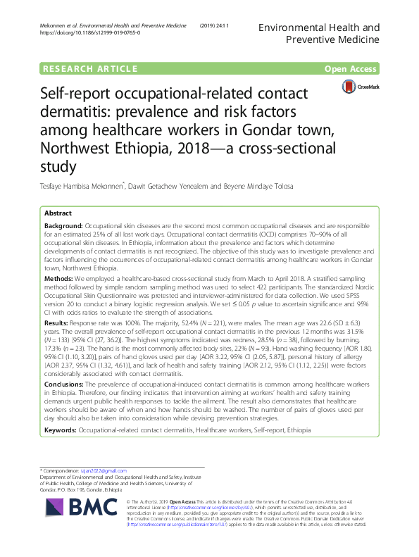 (PDF) Hand dermatitis hand hygiene consequences among healthcare