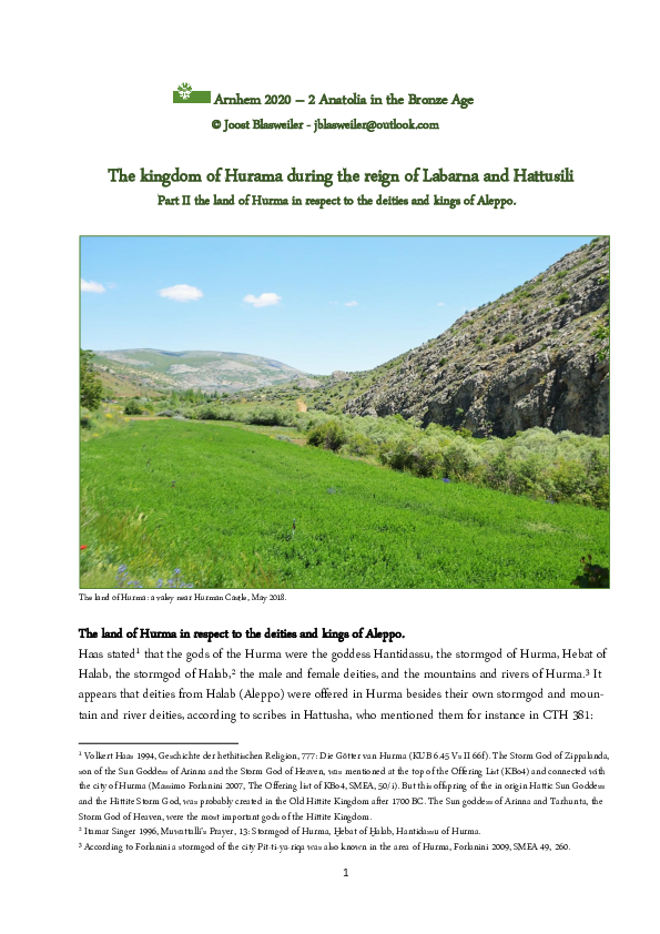 (PDF) The land of Hurma in respect to the deities and kings of Aleppo