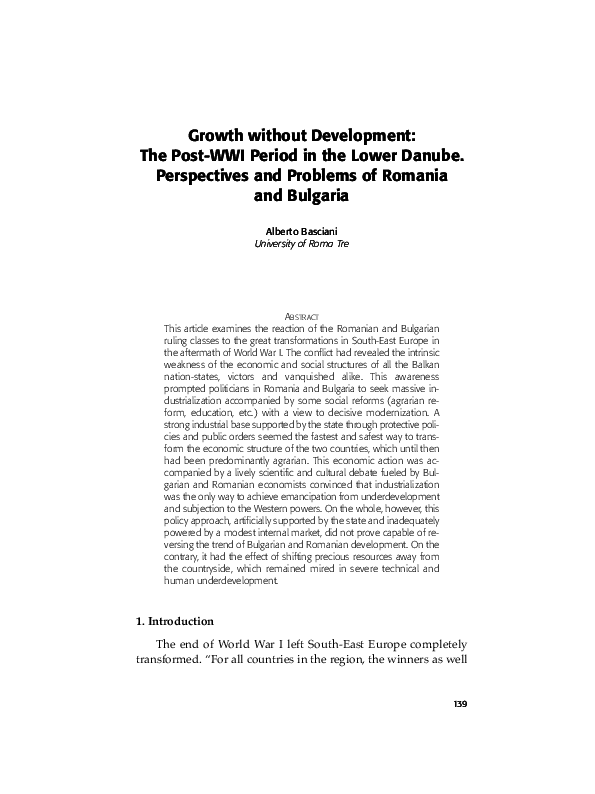 (PDF) Growth without Development: The Post-WWI Period in the Lower ...