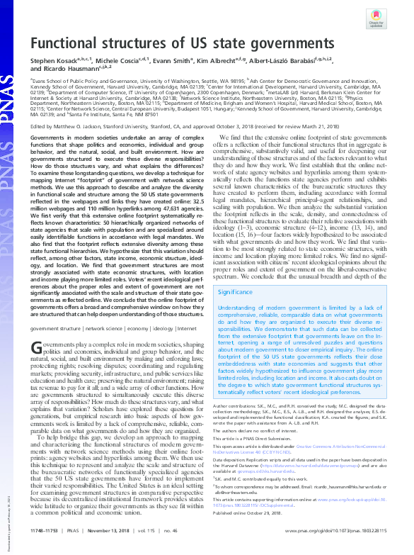(PDF) Functional structures of US state governments