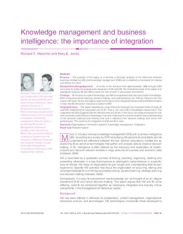 (PDF) Knowledge management and business intelligence: the importance of ...