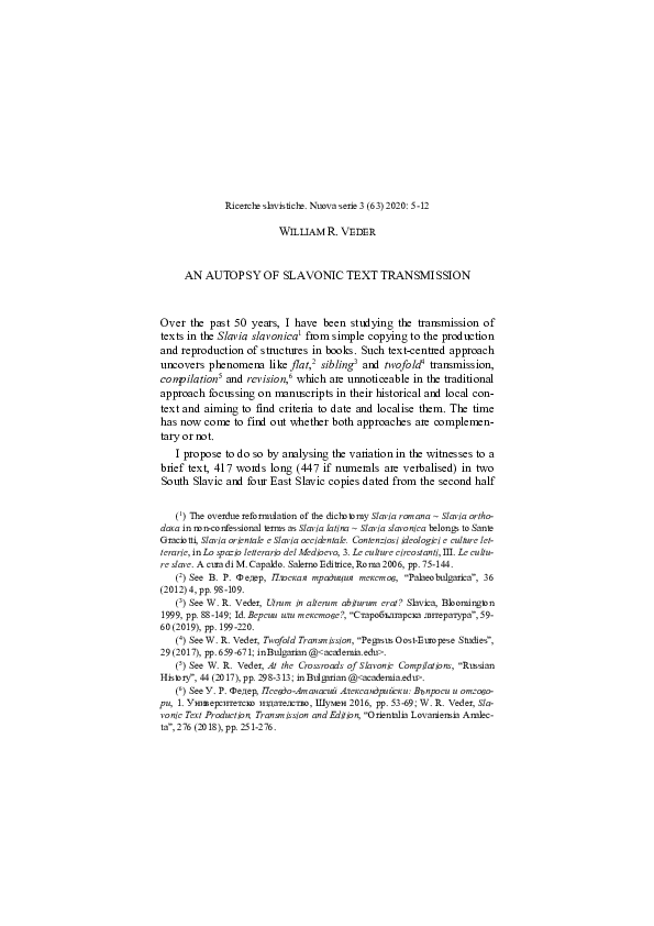 (PDF) An Autopsy of Slavonic Text Transmission