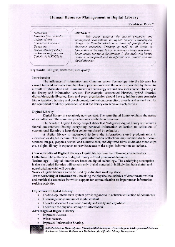 (PDF) Human Resource Management in Digital Library