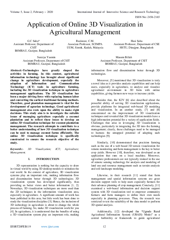 (PDF) Application of Online 3D Visualization in Agricultural Management