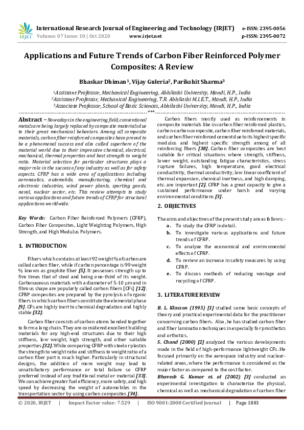 (PDF) IRJET- Applications and Future Trends of Carbon Fiber Reinforced ...